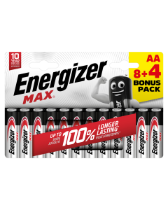 Energizer Max AA/E91 Paristot (12 kpl. läpipainopakkaus)