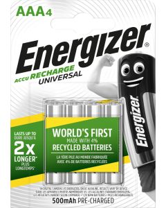 Energizer Recharge  Universal AAA / NH12 500mAh Paristot ( 4kpl. pakkaus)