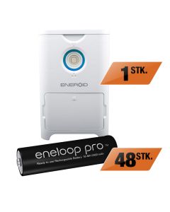 Eneroid oplader til AA Batterier 2In1 Oplader - Inkl. 48 Eneloop Pro batterier