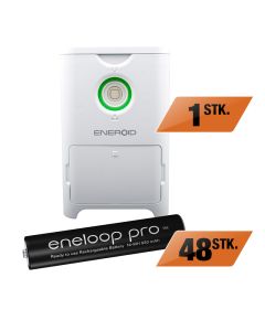 Eneroid oplader til AAA Batterier 2In1 Oplader - Inkl. 48 Eneloop Pro batterier