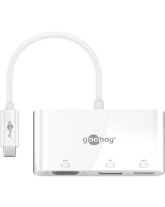Goobay USB -C -monikorttimen sovitin VGA+DP+HDMI - laajentaa USB C -laitteen HDMI - DisplayPort ja VGA -portti. - 0,14m