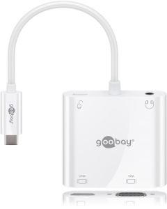 Goobay USB -C -monikorttimen sovitin HDMI + VGA + PD 100 W - laajentaa USB -C -laitteen HDMI - 3,5 mm: n ääni ja VGA -portti -