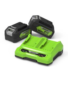 Greenworks GSK24B4X, 24V aloitussarja, 2x4 Ah akku + kaksoislaturi