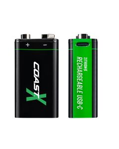 Coast 9V USB-C ladattava paristo 560mAh (2 kpl.) – Sertifioitu CarbonNeutral® (CO2-neutraali)