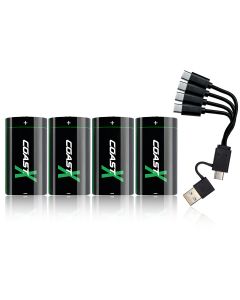 Coast CR123 3V USB-C ladattava akku 1100mAh / 2700mWh (4 kpl).