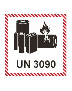 UN3090 Litium-metalli UN-etikettirulla, 1500 kpl, 7,5 cm reiällä