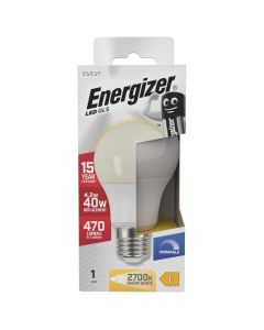 Energizer E27 LED GLS pære 4.2W (470lm), 2700K, Varm hvid, Dæmpbar