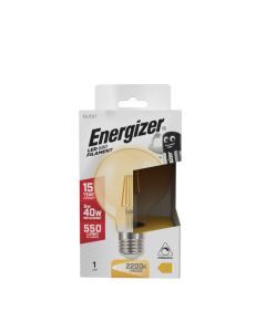 Energizer E27 LED glødepære GOLD, G80, 5W (500lm), 2200K, Varm hvid, Dæmpbar