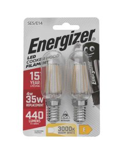 Energizer E14 LED emhættepære 4W (440lm), 3000K, Varm hvid, 2 stk.