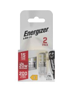 Energizer G9 LED pære 1.8W (200lm), 2700K, Varm hvid, 2 stk.