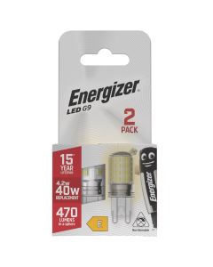 Energizer G9 LED pære 4.2W (470lm), 2700K, Varm hvid, 2 stk.