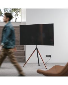 TV-lattiateline Kolmijalka, puulook, kaapelikiinnitys, 40" - 65" - Puulook & kaapelinhallintajärjestelmä