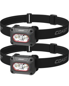 2 kpl Coast FLX10R ladattava otsalamppu punaisella ja vihreällä valolla 1000 lumen