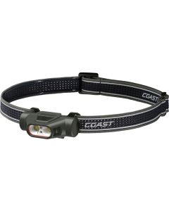 COAST LP30R -kompakti ladattava otsalamppu, jossa on punainen ja vihreä valo, 1100 lumenia