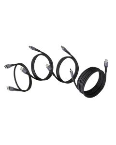 Intenso® USB-C–USB-C-lataus- ja datakaapeli 60 W, tekstiilipäällysteinen, musta – sekapakkaus, 4 kpl (0,5 m/1 m/1 m/2 m)
