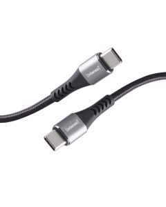 Intenso® USB-C–USB-C-lataus- ja datakaapeli 100 W, tekstiilipäällysteinen, musta, 2 m
