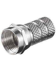 F-liitin kaapeleille, puristettava 5,2mm, sinkki-nikkeli