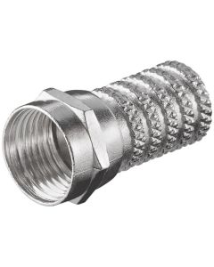 F-liitin kaapeleille, puristettava 6,0mm, sinkki-nikkeli