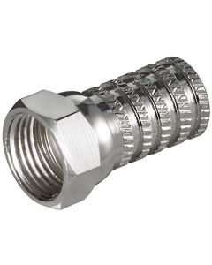 F-liitin kaapeleille, puristettava 6,0mm, kupari-nikkeli