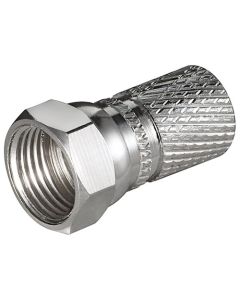 F-liitin kaapeleille, puristettava 7,3mm, kupari-nikkeli