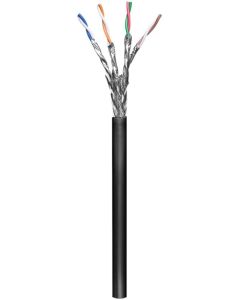 CAT 6 Verkkokaapeli ulkokäyttöön, S/FTP (PiMF), musta, 100m kaapelirulla