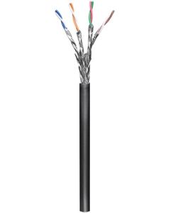 CAT 6 Verkkokaapeli ulkokäyttöön, S/FTP (PiMF), musta, 100m kaapelirulla