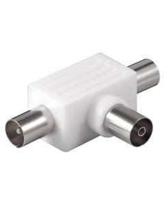 Koaksaali T-adapteri laitteelle: 2x  koaksaali uros - koaksaali naaras, muovia - 1 pcs.
