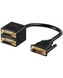 DVI-liitin > 2x DVI-liitin, DVI-D uros, kaksinkertainen yhteys (24+1 pin), musta