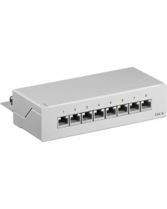 CAT 6 Mini Patch Panel työpöytäversio, 8-A-portti, harmaa