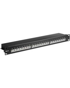 CAT 6 Patch Panel, 19 tuumainen, 24-A-portti, musta