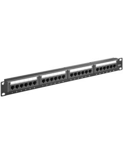CAT 6 Patch Panel, 19 tuumainen, 24-A-portti, musta