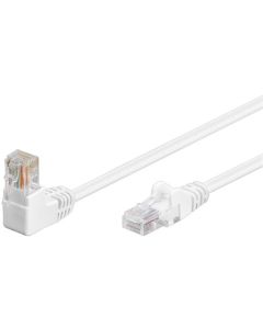 CAT 5e Patch-kaapeli 1x 90° kulma, U/UTP, valkoinen, 1m