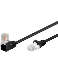 CAT 5e Patch-kaapeli 1x 90° kulma, U/UTP, musta, 3m
