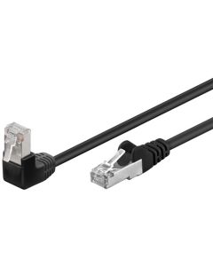 CAT 5e Patch-kaapeli 1x 90° kulma, F/UTP, musta, 10m