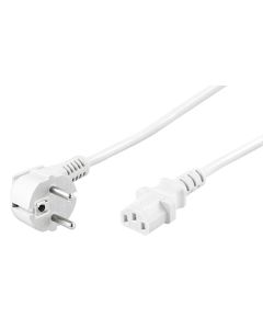 Kulmamallinen virtajohto, 3 m, valkoinen