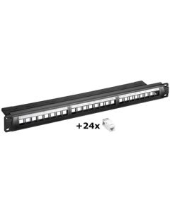 19" (48,3 cm) Patch Panel -sarja, 24-A-portti, musta