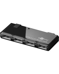 4-A-portti USB 2,0 Hi Speed HUB, musta