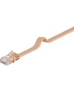 CAT 6 Patch-kaapeli, litteä, U/UTP, vaalean ruskea, 15m