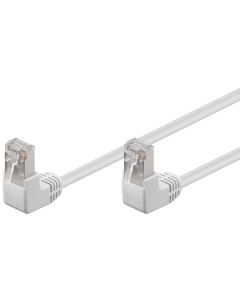 CAT 5e Verkkokaapeli 2x 90° kulma, F/UTP, valkoinen, 0,25m