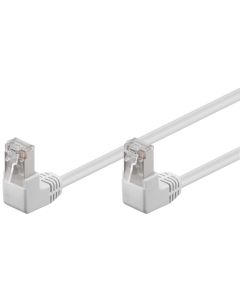 CAT 5e Verkkokaapeli 2x 90° kulma, F/UTP, valkoinen, 0,5m