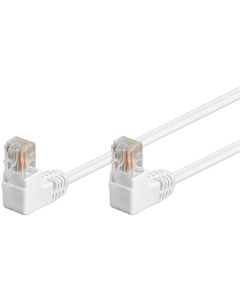 CAT 5e Verkkokaapeli 2x 90° kulma, U/UTP, valkoinen, 0,5m