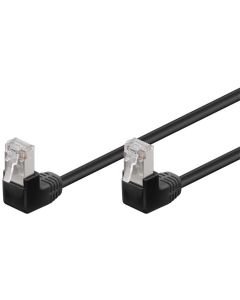 CAT 5e Verkkokaapeli 2x 90° kulma, F/UTP, musta, 2m