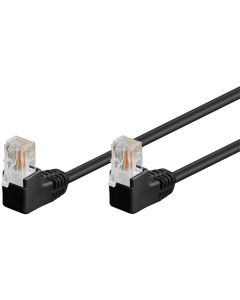 CAT 5e Verkkokaapeli 2x 90° kulma, U/UTP, musta, 3m
