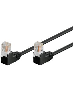 CAT 5e Verkkokaapeli 2x 90° kulma, U/UTP, musta, 5m