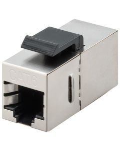 CAT 6 2x RJ45 modulaarinen liitin, STP suojattu, harmaa-musta,