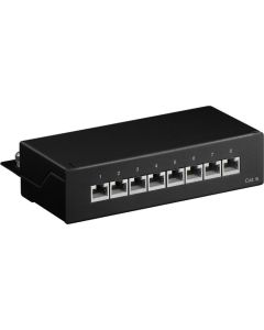 CAT 6 Mini Patch Panel työpöytäversio, 8-A-portti, musta