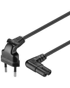 Virtajohto, kulmikkaat päät, 3 m, musta