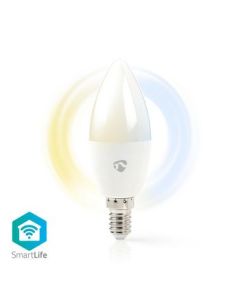 Nedis, SmartLife Glödlampa, E14, 350 lm, 4.5 W, Kall Vit / Varm Vit / Vit Dimbar, 2700 - 6500 K, A+, Android™ & iOS, Wi-Fi, Diameter: 37 mm, Ljus