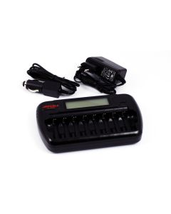 JAPCELL BC-800 laturi LCD näytöllä -8 kpl AA / AAA- paristoja (ei sisällä paristoja)