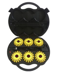 Japcell FLARE 6-PACK Box-setti, Ladattavat Hätävilkut / Varoitusvalot / Kilpikonnat (6 kpl) sis. Latauslaitteen
